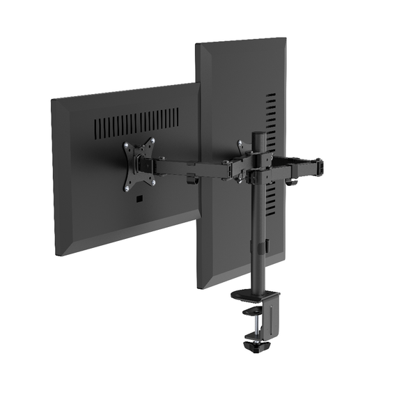 Gembird MA-D2-03 Adjustable desk mounted double monitor arm, 17”-32”, black - Stands & Accessories - Monitors & Mounts - Techbox
