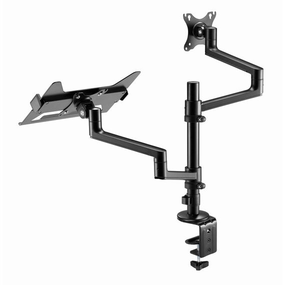 Gembird MA-DA-04 Adjustable desk mount with monitor arm and notebook tray, 17”-32”, up to 8 kg - Stands & Accessories - Monitors & Mounts - Techbox