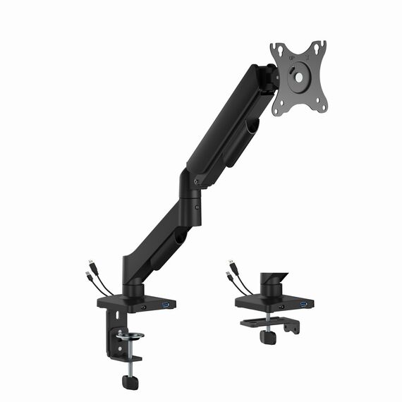 Gembird MA-DA1U-01 Adjustable desk display mounting arm with USB ports, 17”-32”, black | Techbox