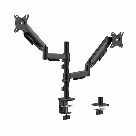 Gembird MA-DA2P-02 Adjustable desk 2-display mounting arm, 17”-32”, black | Techbox