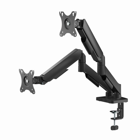 Gembird MA-DA2U-01 Adjustable desk 2-display mounting arm with USB ports, 17”-32”, black - Stands & Accessories - Monitors & Mounts - Techbox