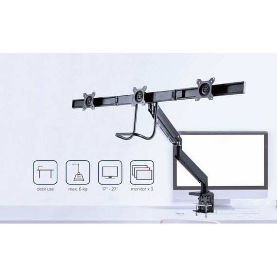 Gembird MA-DA3-03 monitor mount / stand 68.6 cm (27") Desk Black - Stands & Accessories - Monitors & Mounts - Techbox