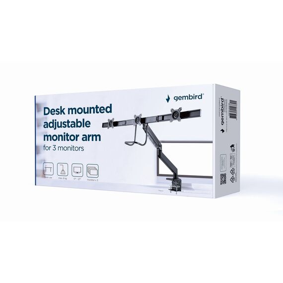 Gembird MA-DA3-03 monitor mount / stand 68.6 cm (27") Desk Black - Stands & Accessories - Monitors & Mounts - Techbox
