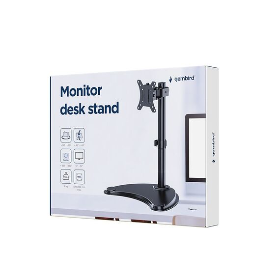 Gembird MS-D1ST-04 Monitor desk stand (rotate, tilt, swivel), 13”-32”, black | Techbox