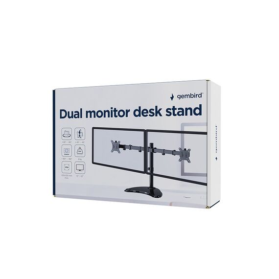 Gembird MS-D2ST-02 Monitor desk stand (rotate, tilt, swivel), 13”-32”, black | Techbox