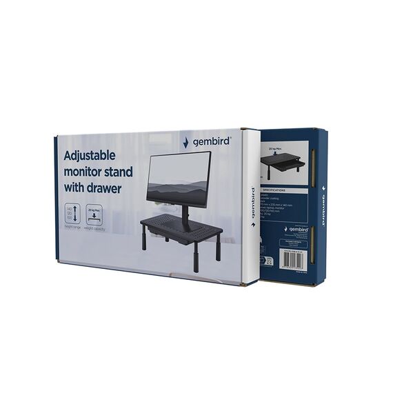 Gembird MS-TABLE-D-01 Adjustable monitor stand with drawer (rectangle) | Techbox