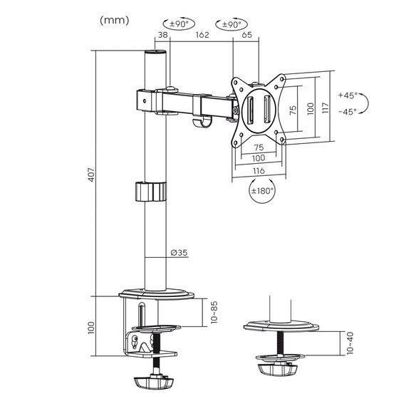 MACLEAN LCD MONITOR DESK MOUNT MC-572N | Techbox