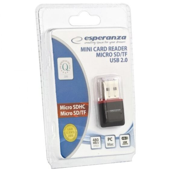 Esperanza EA134K card reader Black,Silver,Transparent USB 2.0 | Techbox