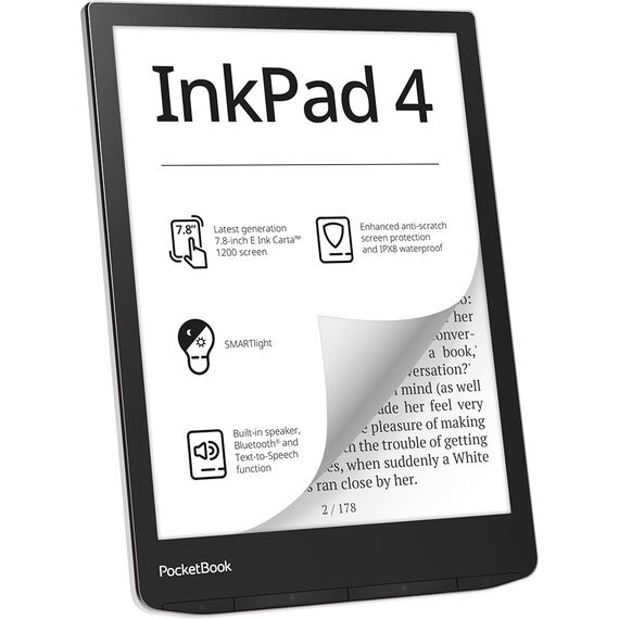 PocketBook InkPad 4 e-book reader Touchscreen 32 GB Wi-Fi Black, Silver - E-Readers - Tablet PC & Accessories - Techbox