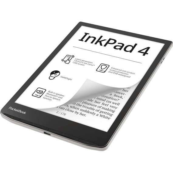 PocketBook InkPad 4 e-book reader Touchscreen 32 GB Wi-Fi Black, Silver - E-Readers - Tablet PC & Accessories - Techbox