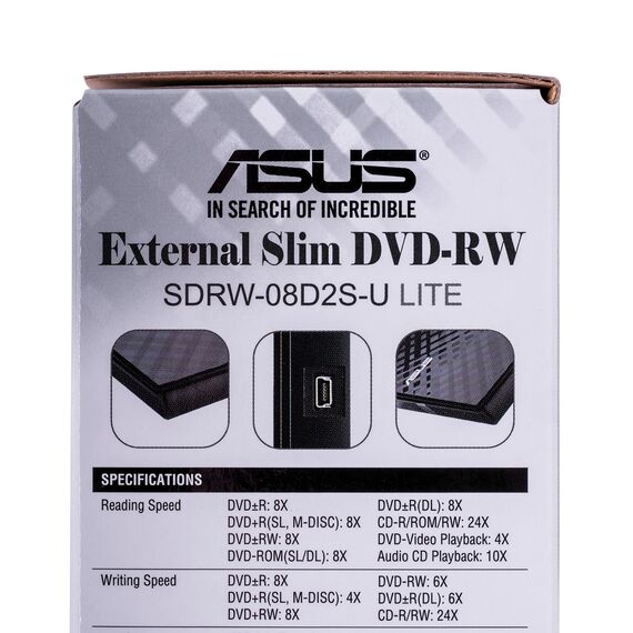 ASUS SDRW-08D2S-U Lite optical disc drive DVD±RW Black | Techbox