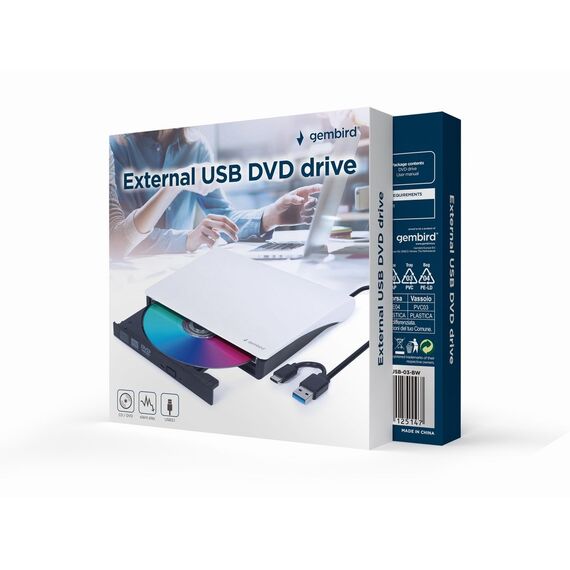 Gembird DVD-USB-031-BW External USB DVD drive, black-white | Techbox