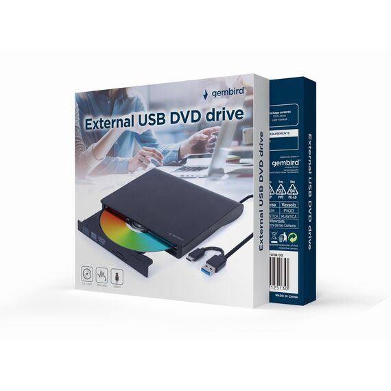 Gembird DVD-USB-031 External USB DVD drive, black | Techbox