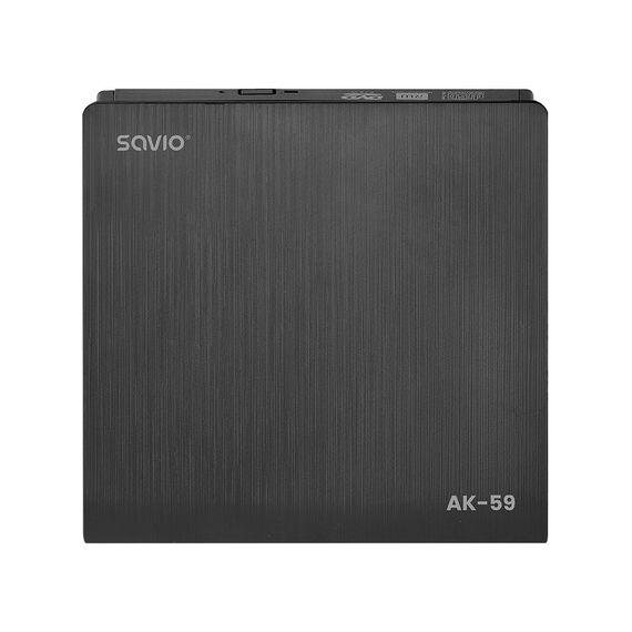 SAVIO AK-59 External slim CD/DVD Recorder R/RW - USB-C/USB-A, black | Techbox