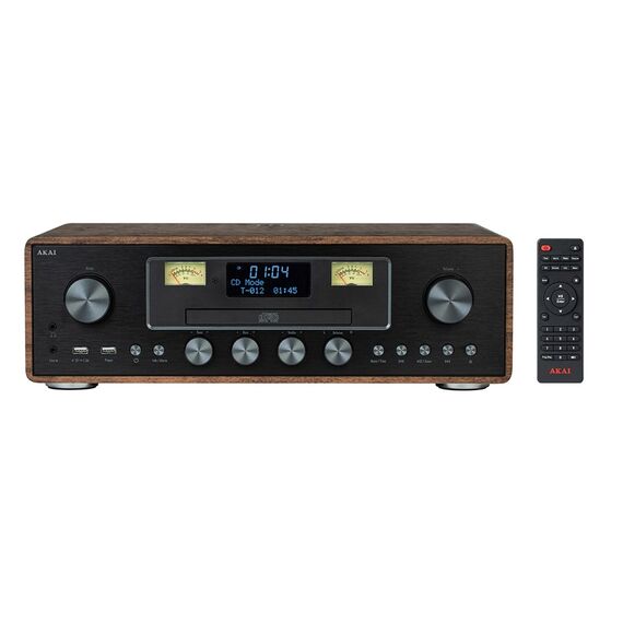 AKAI AM-100 RHAPSODY Stereo system 30W RMS, Bluetooth 5.0, DAB+/FM, CD/USB, AUX, brown black | Techbox