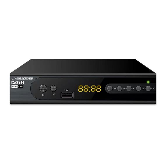 Esperanza EV106P Digital DVB-T2 H.265/HEVC tuner, Black | Techbox