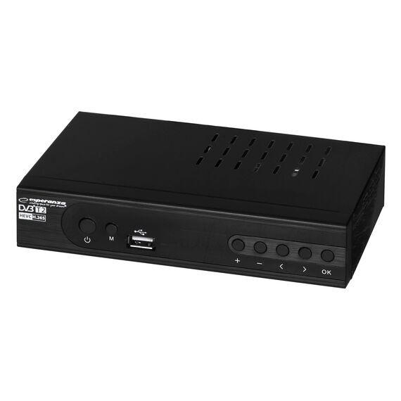 Esperanza EV106P Digital DVB-T2 H.265/HEVC tuner, Black | Techbox