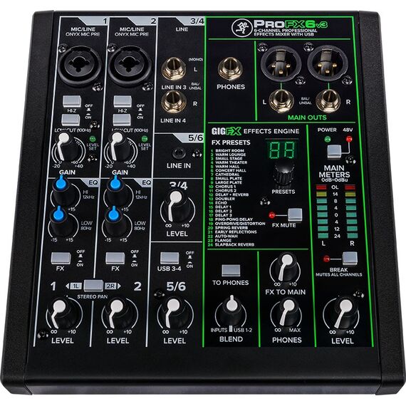 Mackie ProFX6v3 - 6-channel analogue mixer with USB interface, black - DJ Controllers - Image & Sound - Techbox