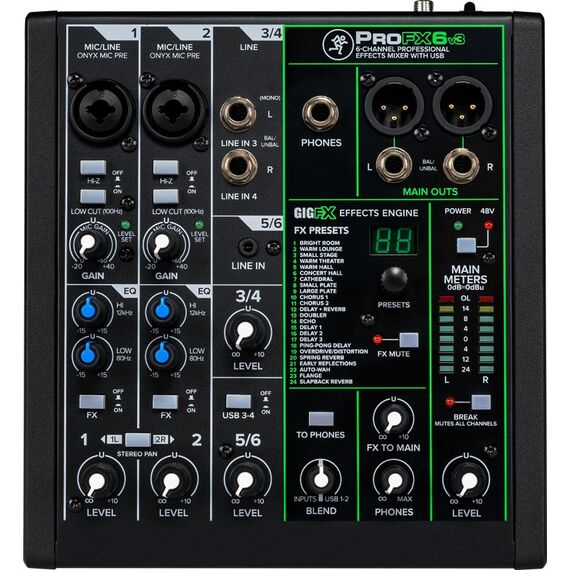 Mackie ProFX6v3 - 6-channel analogue mixer with USB interface, black - DJ Controllers - Image & Sound - Techbox
