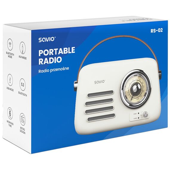 SAVIO RS-02 Portable Radio, white | Techbox
