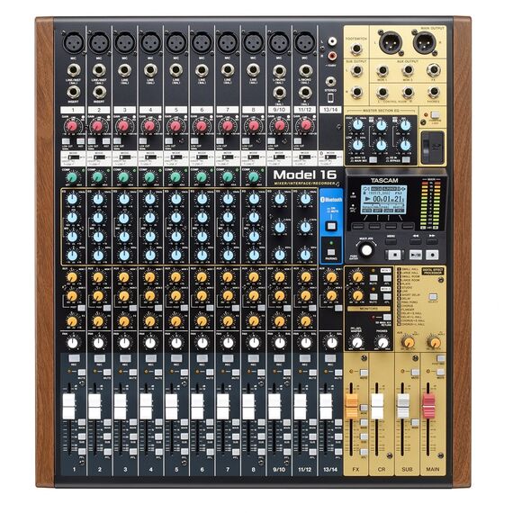 Tascam MODEL 16 audio mixer 16 channels 20 - 30000 Hz Black, Gold, Wood - DJ Controllers - Image & Sound - Techbox