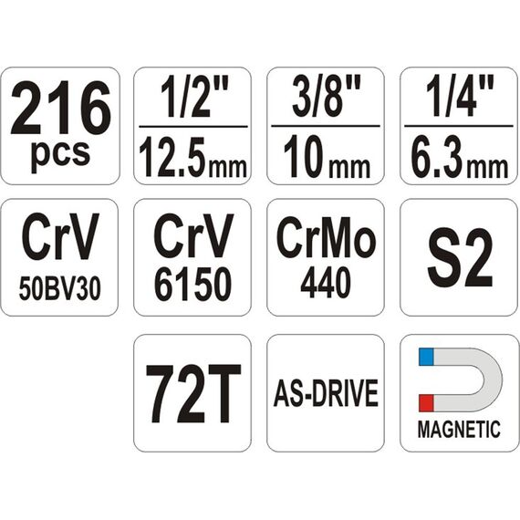 YATO YT-38841 1/4", 3/8", 1/2" Socket wrench set | Techbox
