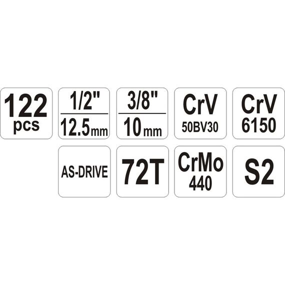 Yato YT-38901 Tool set XXL 1/4-1/2" 122 items | Techbox