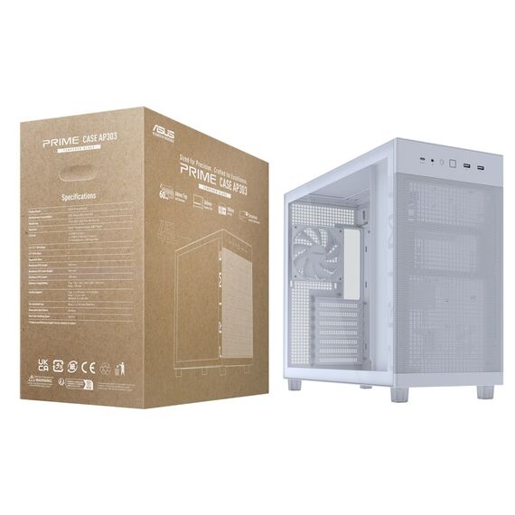 ASUS PRIME AP303 TG White - Computer Cases - PC Cases & Accessories - Techbox
