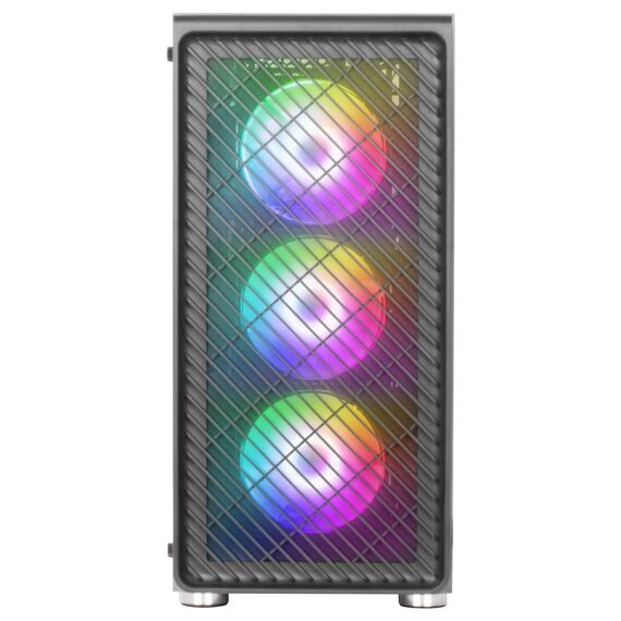 Mars Gaming MC-F Black, ATX Gaming Semitower, Full Tempered Glass Window, Metal-Mesh Front, 4x 120mm ARGB Fans - Computer Cases - PC Cases & Accessories - Techbox