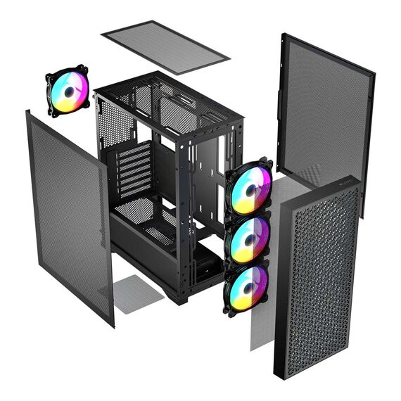 Logic DART PRO ARGB MIDI USB-C PC Case Black - Computer Cases - PC Cases & Accessories - Techbox