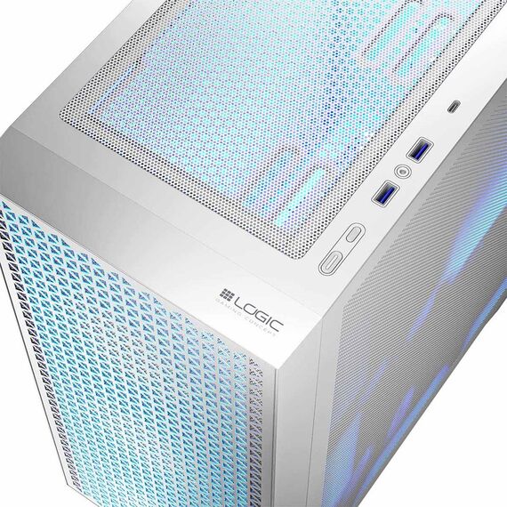 Logic DART PRO ARGB MIDI USB-C PC Case White - Computer Cases - PC Cases & Accessories - Techbox