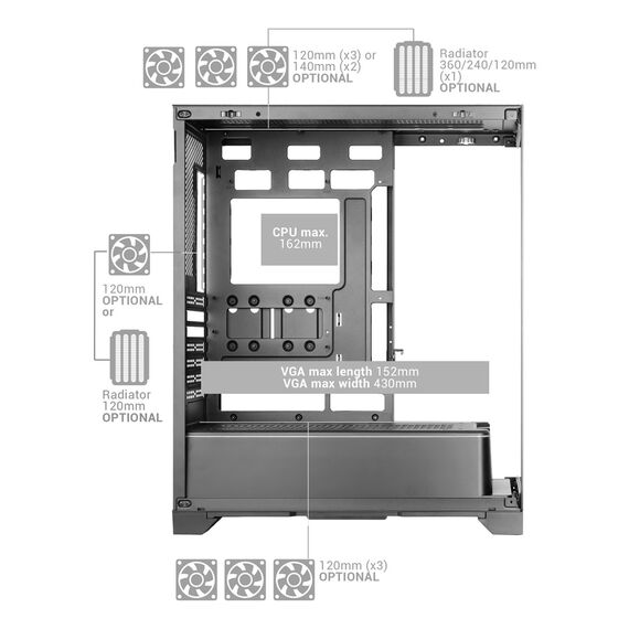Mars Gaming MCPRISMA computer case Midi Tower Black - Computer Cases - PC Cases & Accessories - Techbox