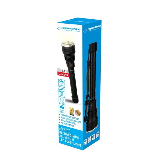 Esperanza EOT068 Flashlight Black, Rechargeable LED Flashlight | Techbox