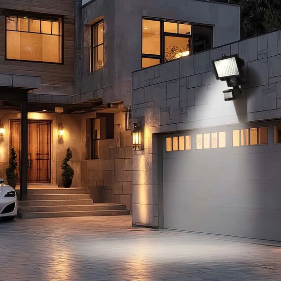 Maclean MCE442 Solar Lamp LED Spotlight Motion Sensor Floodlight Wall Mount Light Twilight IP44 6W 6000K - Solar Lights - Lighting - Techbox