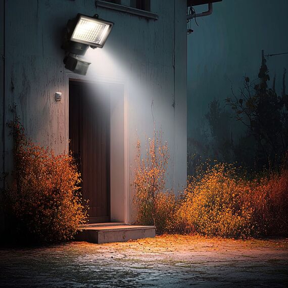 Maclean MCE442 Solar Lamp LED Spotlight Motion Sensor Floodlight Wall Mount Light Twilight IP44 6W 6000K - Solar Lights - Lighting - Techbox