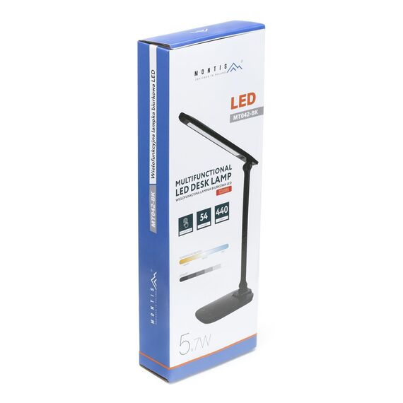 Montis Lampka biurkowa wielofunkcyjna LED MT042-BK Czarna/Black table lamp 5.7 W F - Table Lights - Lighting - Techbox