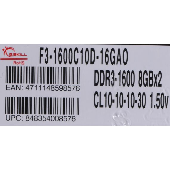 G.Skill 16GB PC3-12800 Kit memory module 2 x 8 GB DDR3 1600 MHz - DIMM (Desktop) - RAM - Techbox