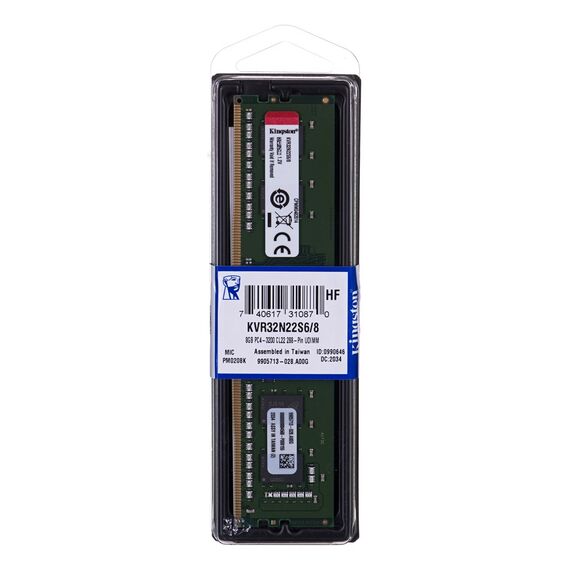 Kingston Technology KVR32N22S6/8 memory module 8 GB 1 x 8 GB DDR4 3200 MHz | Techbox