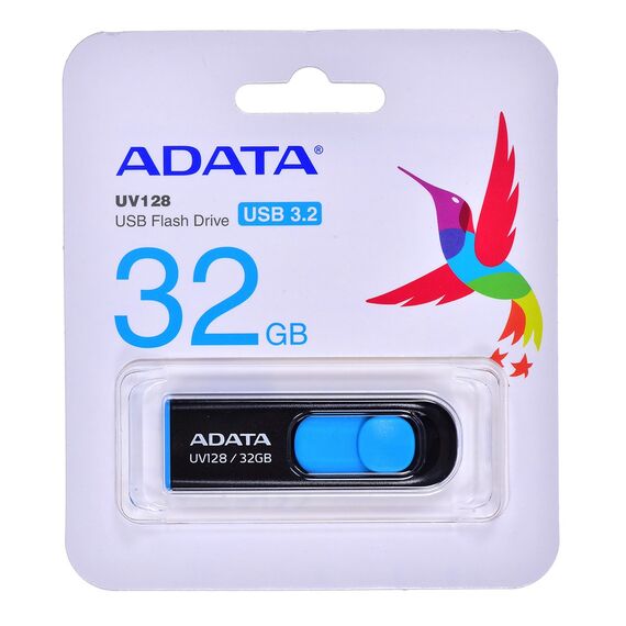 ADATA DashDrive UV128 32GB USB flash drive USB Type-A 3.2 Gen 1 (3.1 Gen 1) Black,Blue - USB Sticks - Peripherals - Techbox