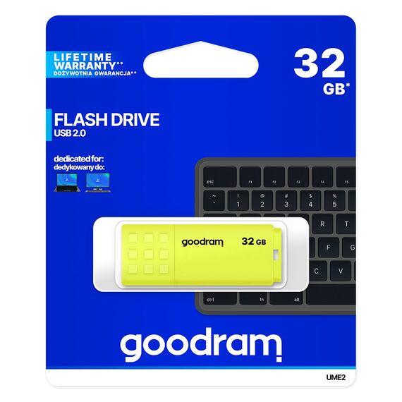 Goodram UME2-0320Y0R1 USB flash drive 32 GB USB Type-A 2.0 Yellow - USB Sticks - Peripherals - Techbox