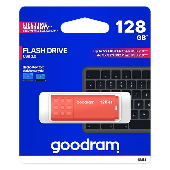 Goodram UME3-1280O0R11 USB flash drive 128 GB USB Type-A 3.2 Gen 1 (3.1 Gen 1) Orange | Techbox