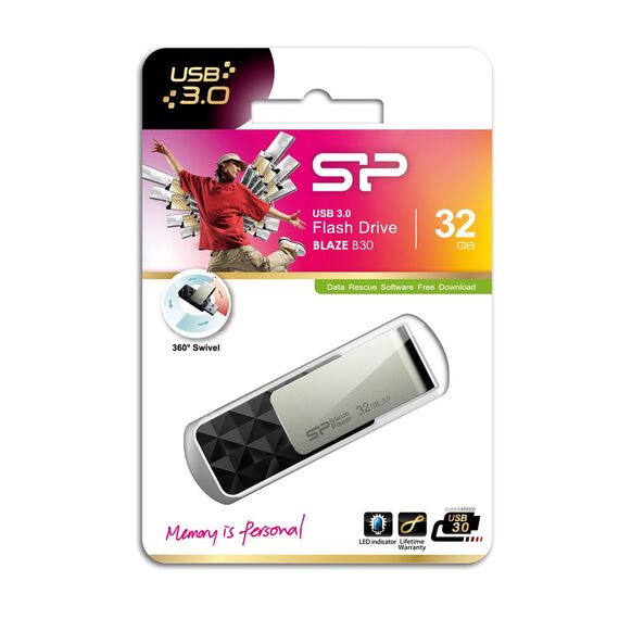 Silicon Power Blaze B30 USB flash drive 32 GB USB Type-A 3.0 (3.1 Gen 1) Black - USB Sticks - Peripherals - Techbox
