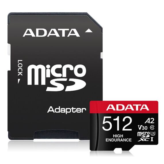 ADATA High Endurance 512 GB MicroSDXC UHS-I Class 10 - Memory Cards - Smartphones - Techbox