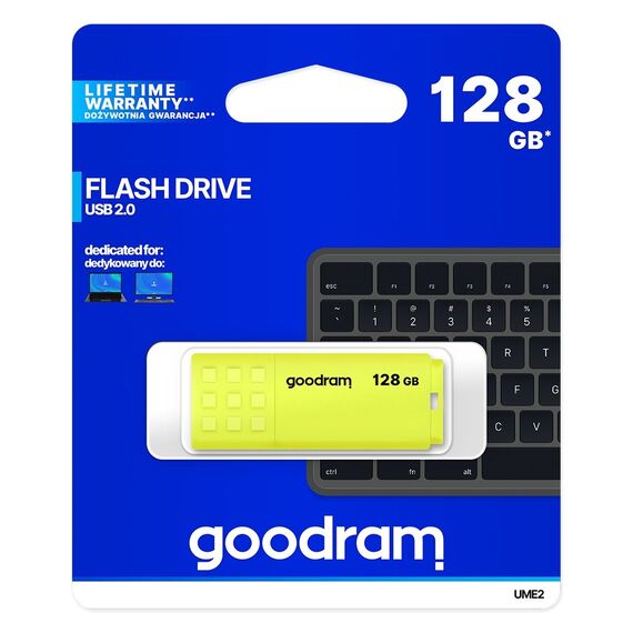 Goodram UME2 128GB USB flash drive USB Type-A 2.0 Yellow | Techbox