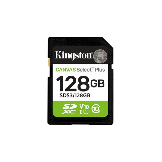Kingston Technology 128GB SDXC Canvas Select Plus Gen3 150MB/s C10 UHS-I U1 V10 - Memory Cards - Smartphones - Techbox