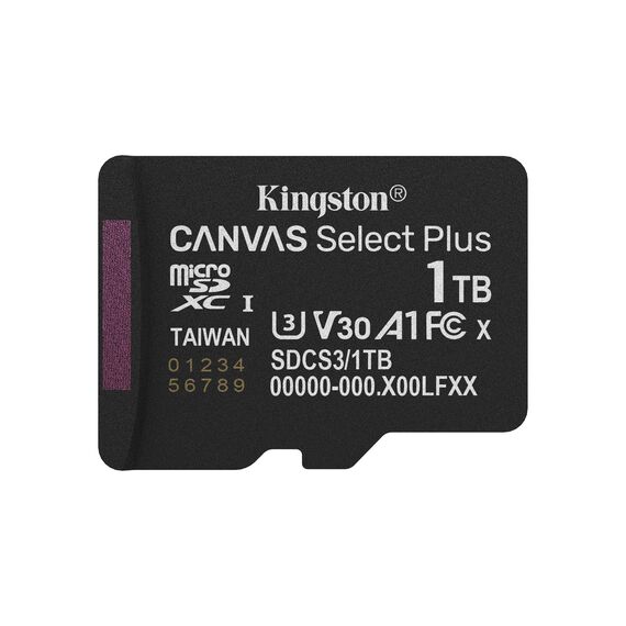 Kingston Technology 1TB microSDXC Canvas Select Plus Gen3 150MB/s A1 Card + Adapter | Techbox