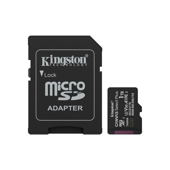 Kingston Technology 1TB microSDXC Canvas Select Plus Gen3 150MB/s A1 Card + Adapter | Techbox