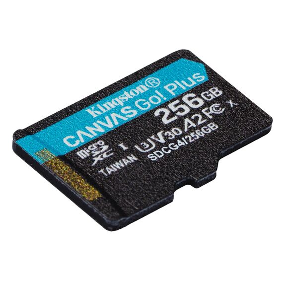 Kingston Technology 256GB microSDXC Canvas Go Plus Gen4 200MB/s A2 U3 V30 Card + Adapter - Memory Cards - Smartphones - Techbox