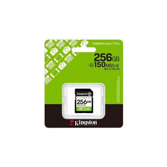 Kingston Technology 256GB SDXC Canvas Select Plus Gen3 150MB/s C10 UHS-I U1 V10 | Techbox