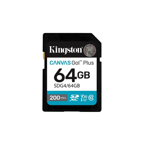 Kingston Technology Canvas Go! Plus 64GB SDXC Canvas Go Plus Gen4 200MB/s C10 UHS-I U3 V30 | Techbox